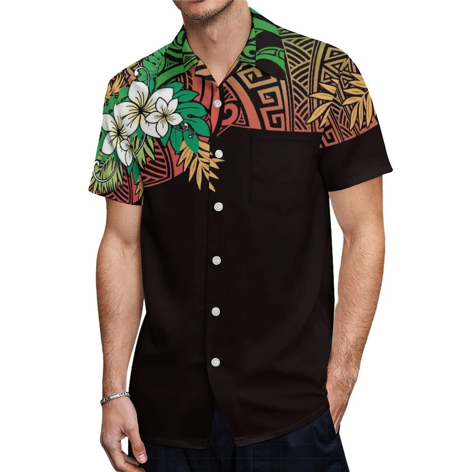 Samoa Women'S Club Dress Summer Polynesian Custom Couple Set Women'S Slim-Fit Lotus Leaf Dress Men'S Loose Fashion Shirt