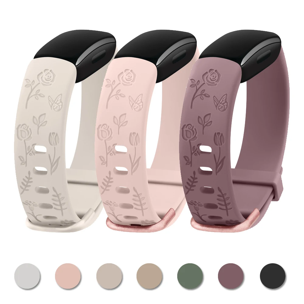 لينة بولي TPU زهرة محفورة الفرقة ل Fitbit إلهام 2 حزام سوار الرياضة معصمه لاستبدال Fitbit إلهام 2 حزام الساعات #1