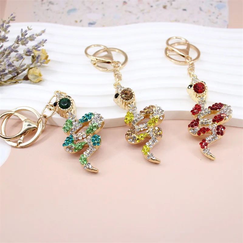 Cute Snake Key Chain Gift Women's Bag Pendant New Metal Keychain Car Key Bag Decorative Jewelry