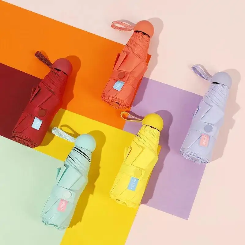 

Компактный дорожный мини-зонт с защитой от ультрафиолета, 5-слойный, сверхлегкий, солнцезащитный, портативный, ручной.