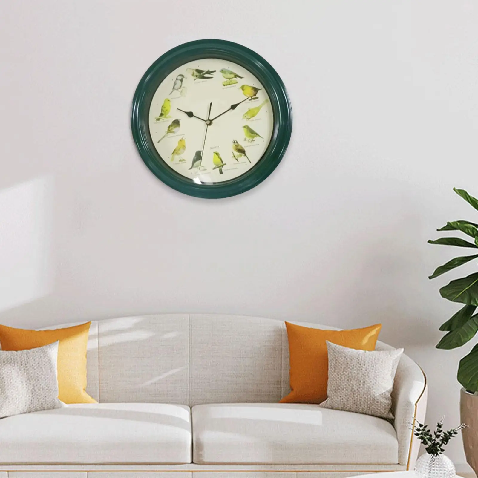 Singing Bird Wall Clock Wall Art Clock Decorative Clock Round Wall Clock for Dining Room Farmhouse Bedroom Living Room Decor