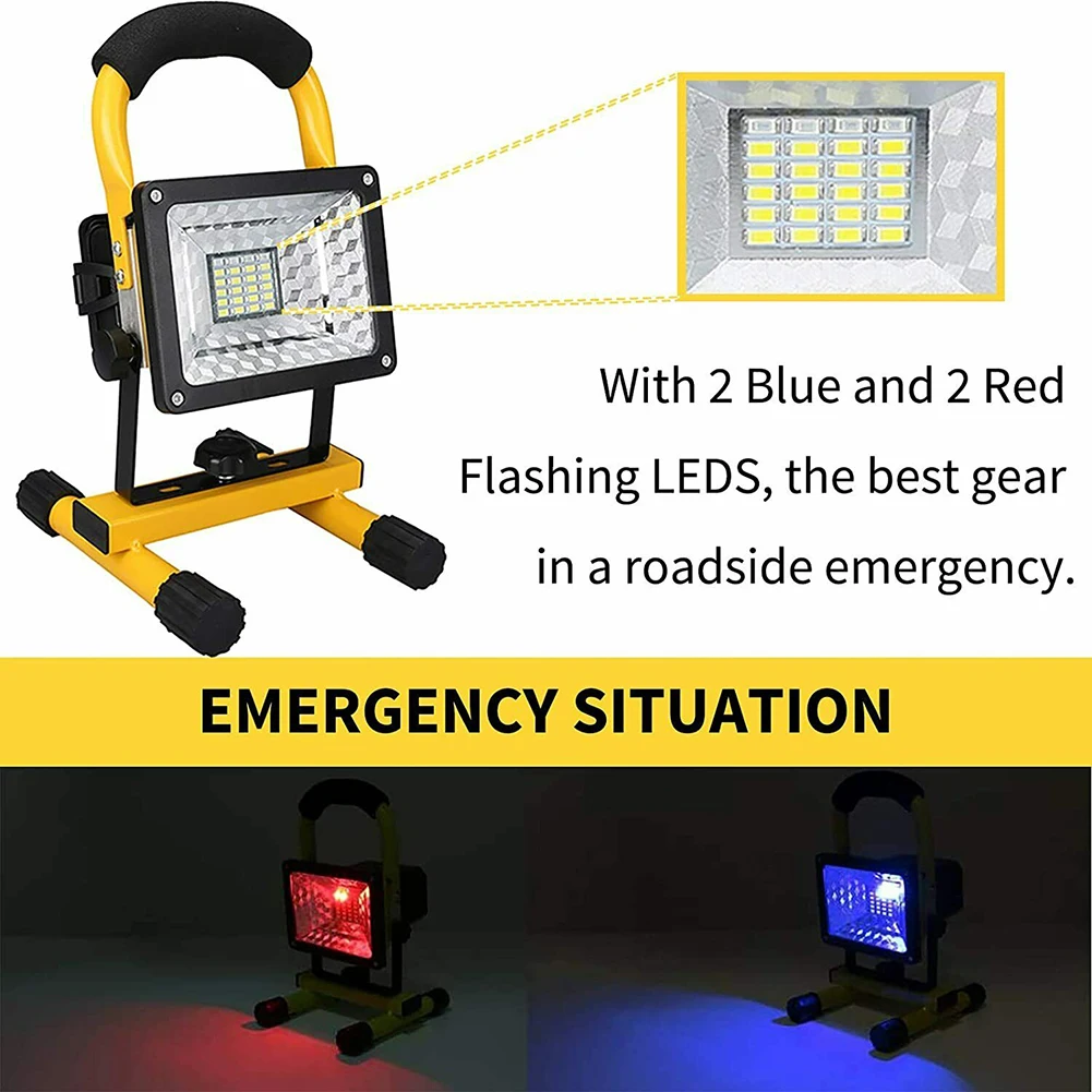 30W Reflector 24 LED Rechargeable Work Flood Light Waterproof Cordless Camp Lamp LED Street Lamp Landscape Lighting