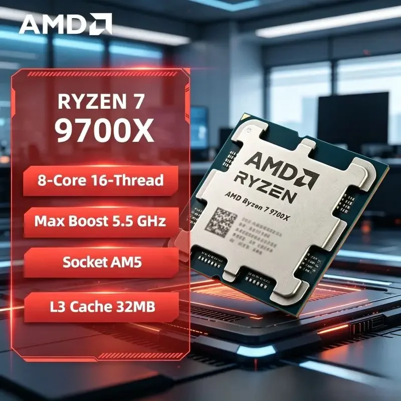 

Loose Pieces Desktop CPU AMD Ryzen7 9700X 8C16T 5.5GHz Unlocked AM5 High Performance Gaming Processor