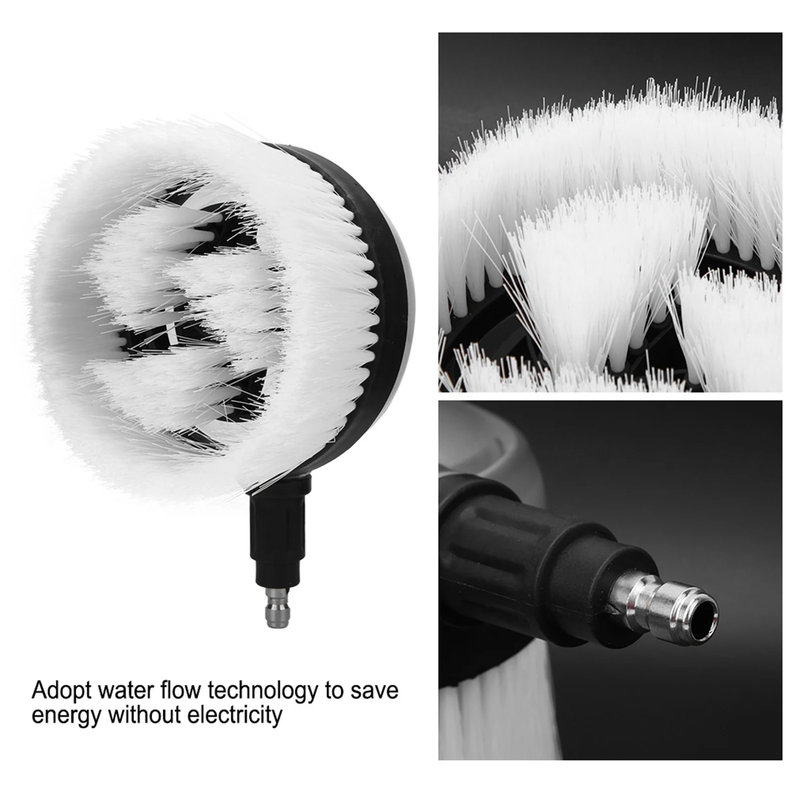 360-degree rotating cleaning brush, suitable for high-pressure washers, equipped with a 1/4-inch quick-connect fitting