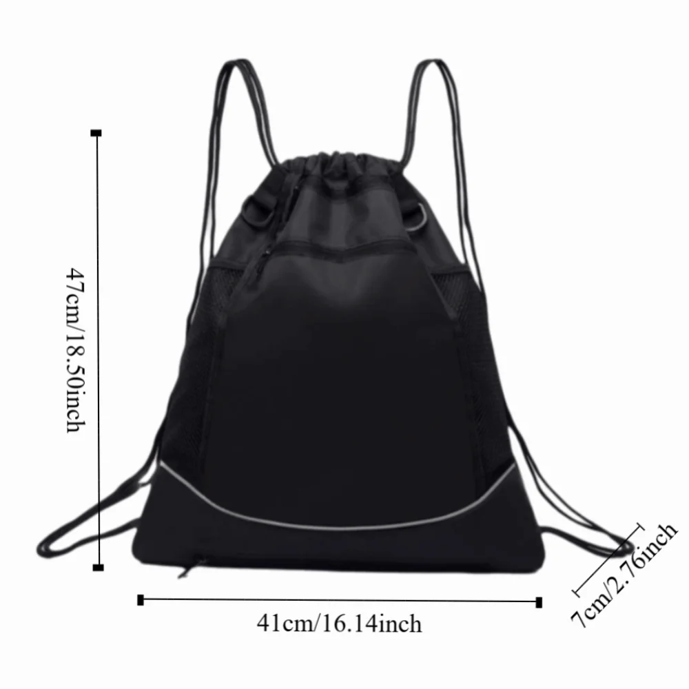 Zaino sportivo impermeabile con coulisse con tasca in rete Borsa da viaggio per palestra Borsa a tracolla in poliestere multifunzionale