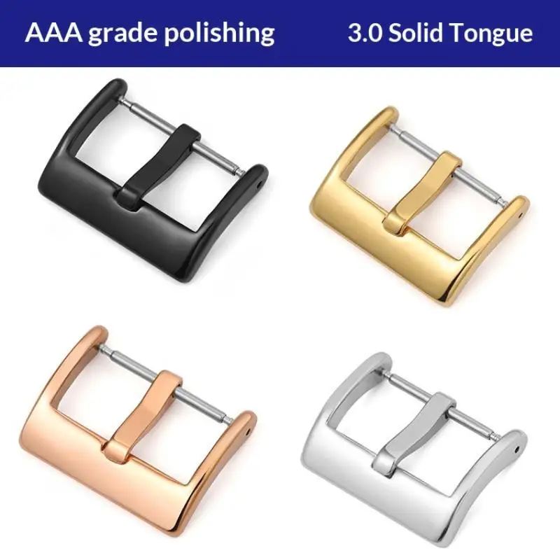 Metal Watch Pin Buckle High Gloss Smooth Replacement Strap Clasp for Luxury Dress Watch Band Repair Accessory