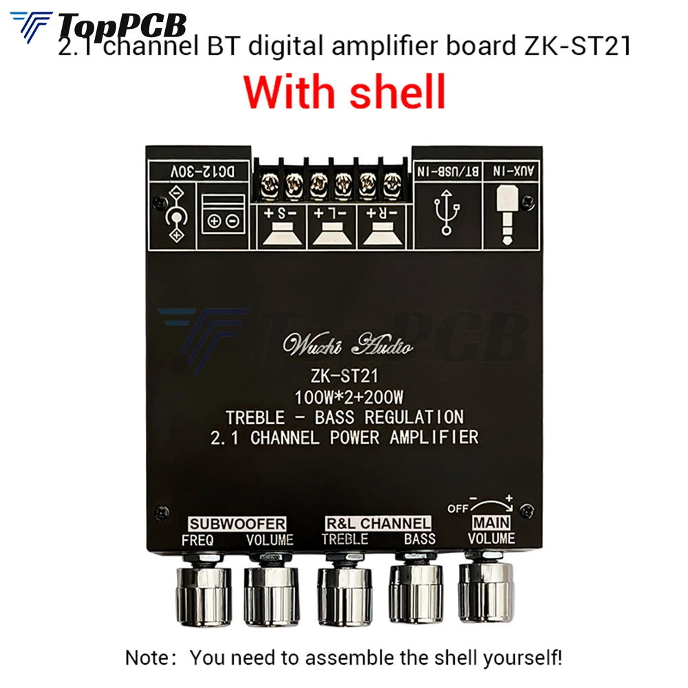 APP Control TPA3221 Bluetooth Digital Power Amplifier Board 2.1 Channel 100W*2+200W Treble Bass Regulator for Speaker Subwoofer