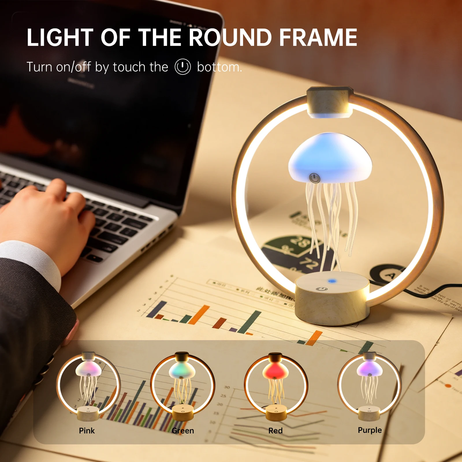 Lámpara de medusas Maglev, luz ambiental, luz nocturna, tentáculos de natación, gradiente colorido, dormitorio, sala de estar, estudio, luz de ambiente