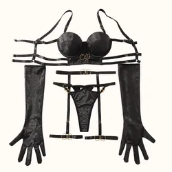 MUZISKAT Fashion Spicy Girl Hollow out Erotic Complex Bra Set Full of Passion, Sexiness, Exotic Women's Underwear Five Piece Set
