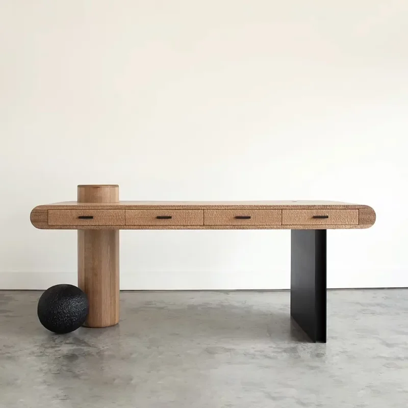 Italian Minimalist Style Creative Special Shaped Solid Wood Desk Entrance Table Home Study Table