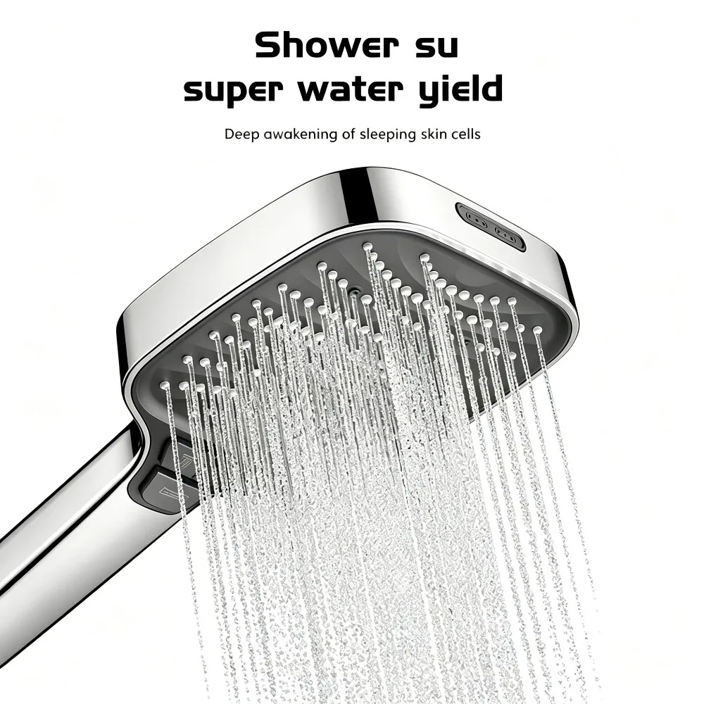 Square Handheld Shower Head 8 Modes High Pressure Water-Saving Anti-Clogging Silver/Black/Gray Options for Home & Hotel Bathroom