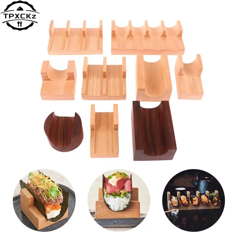 

Taco Holder Mexican Pizza Roll Shelf Japanese Sushi Rack Wooden Snack Food Holder Wood Plate Cuisine Stand Sashimi Sushi Boat