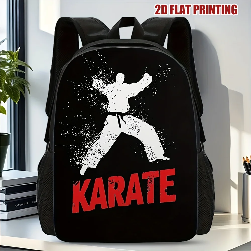 

1 Piece Karaoke Power 2D Flat Backpack - Large Capacity, Dual Strap Shoulder Bag with Washable Zipper Closure