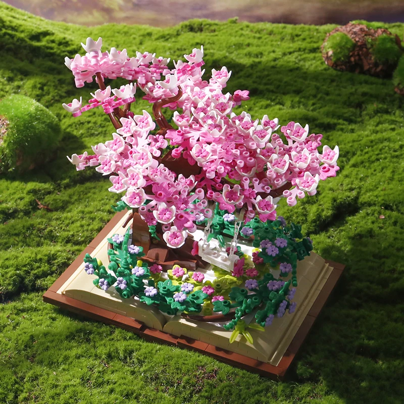 753PCS Cherry Blossom Flower Pink Tree Sakura Tree House Building Blocks Model Desktop Decoration Toys Gifts For Kids Girl Adult