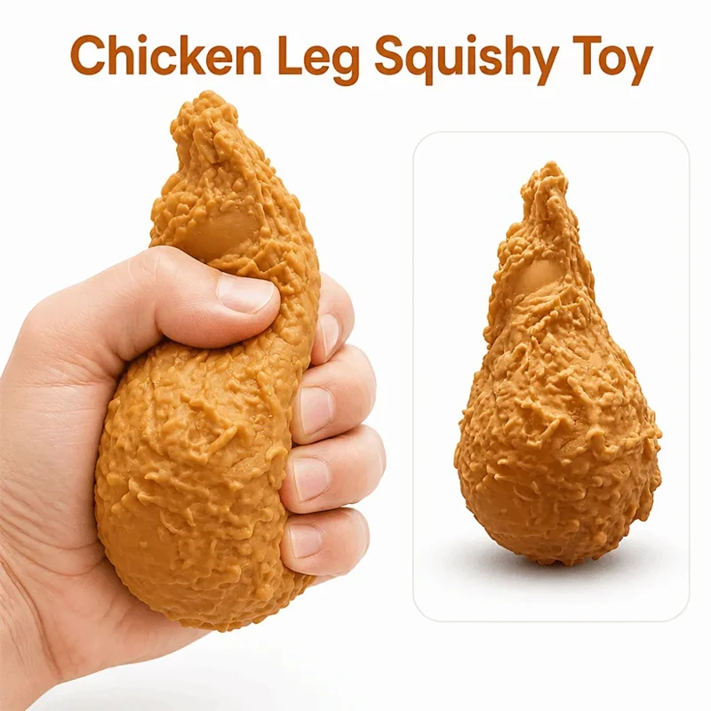 Realistic Fried Chicken Drumstick Squishy Toy Squeeze Fidget Toy Fake Food Model Photo Prop Ornament Stress Relief Toy Gift