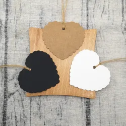 Kraft Paper Heart Shaped Tags White Black Brown Label Luggage DIY For Clothing Wedding Note Blank Price Hang Tag with Rope100pcs