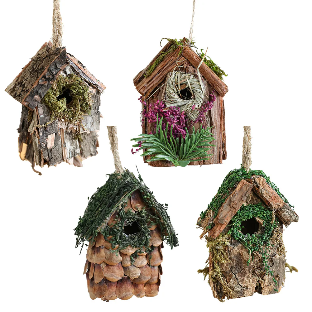 Christmas Celebration Mini Wood Bird House Festive DIY House As Show Artistic Customization Christmas Tree Hanging