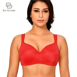 Women's Contour Seamless Full Coverage Underwire Support Padded Balconette Bra T-shirt Plus Size DD E F G