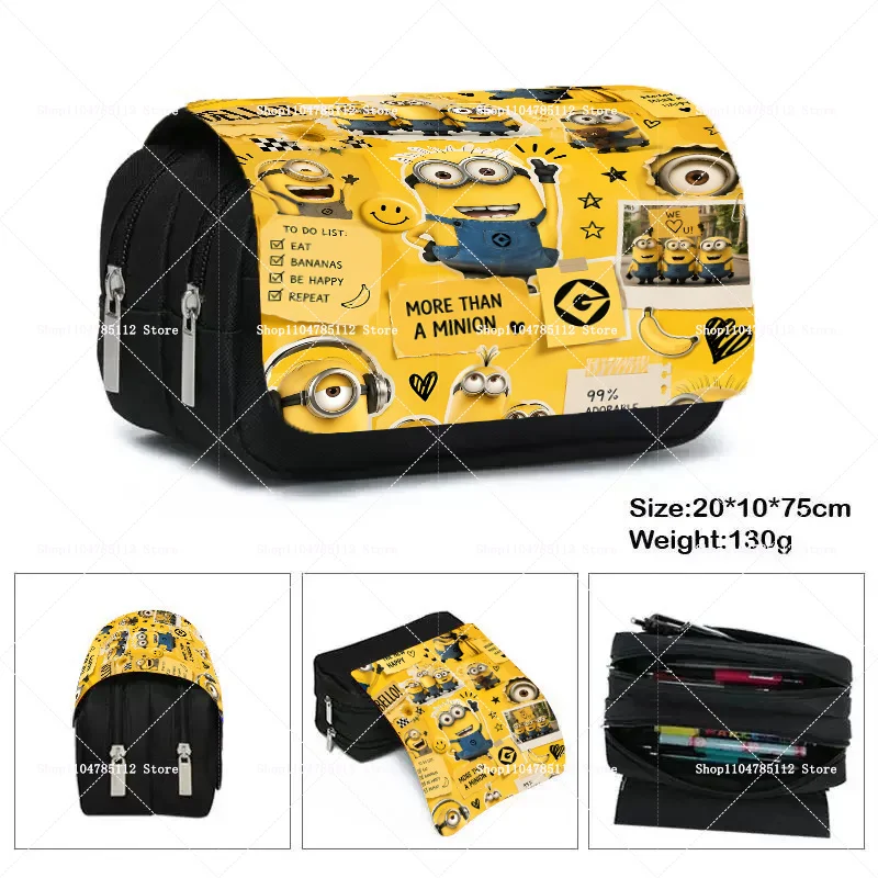 Minionses Pen Bag Cute Cartoon Anime Pen Pouch Student Casual Stationery Case Large Capacity Pencil Pouch Back To School Gift image 3