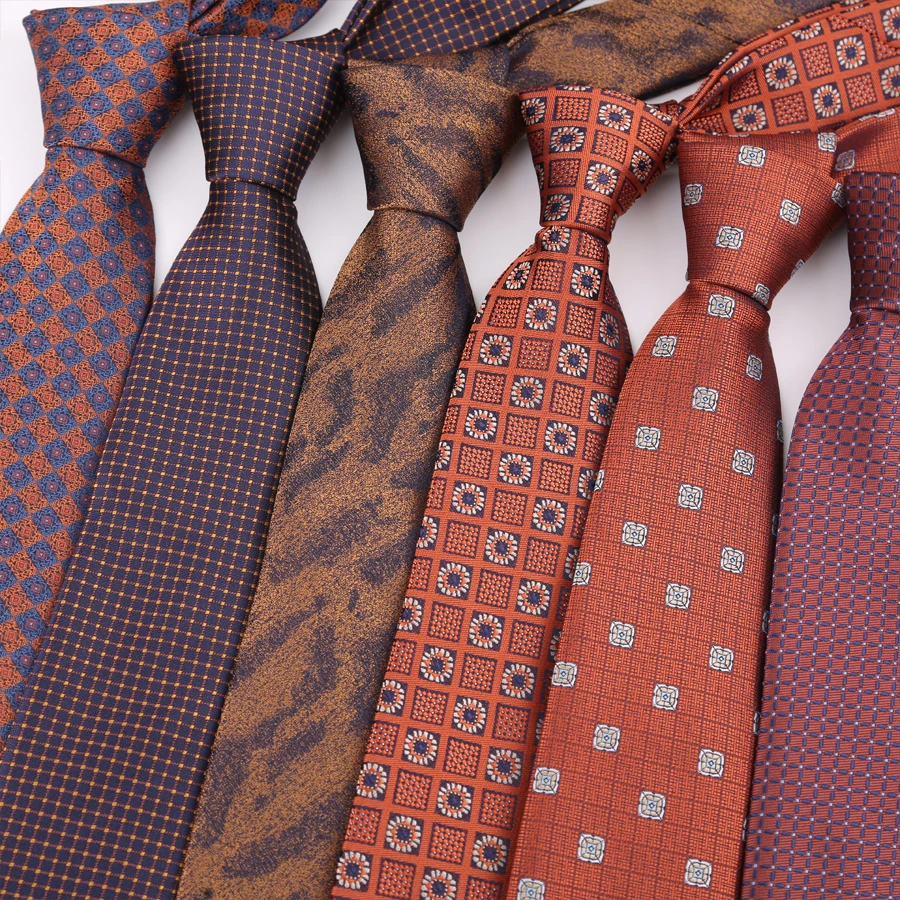 Luxus 8CM Herren Krawatte Orange Stirn Farbe Dot Streifen Paisley Krawatten Für Mann Bräutigam Jacquard Krawatte Für Business hochzeit Party