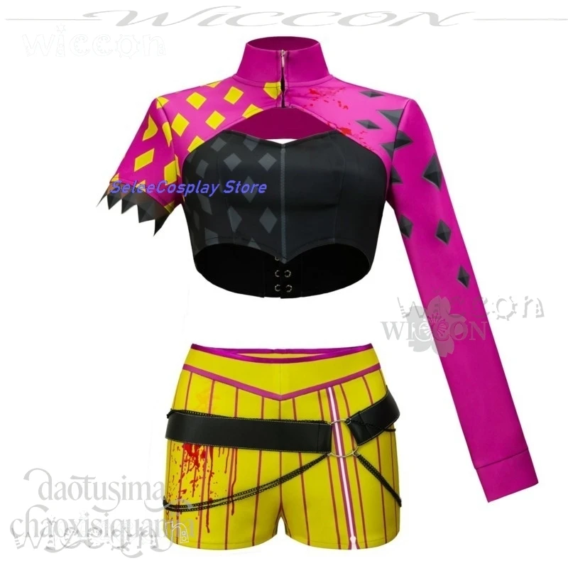 Anime Cosplay Costumes DBD Mina Punk Y2K Battle Suit Coat + Shorts + Belt + Gloves + Purple Wigs, Halloween view 6