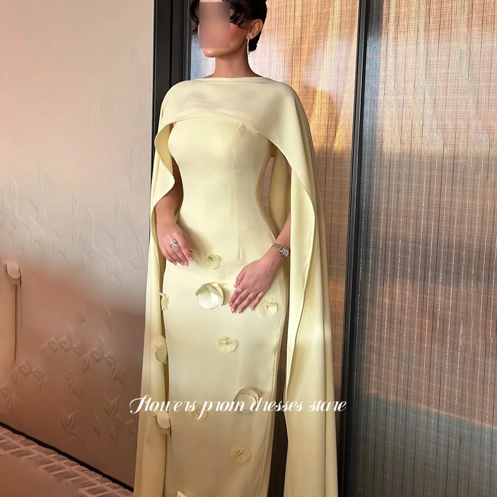 

Вечернее платье с накидкой и рукавами с цветами и шарфом Вечернее платье с 3D цветами Платье для выпускного вечера Элегантное праздничное платье для арабских женщин по индивидуальному заказу