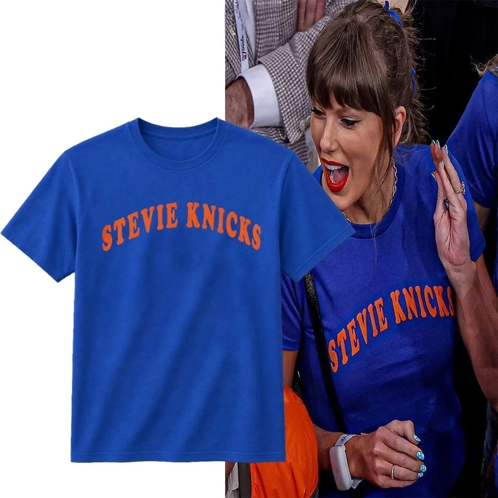 Camiseta de Fã dos New York Knicks Stevie 2026 para Homens e Mulheres, 100% Algodão, Moda Y2K, Camiseta de Gola Redonda com Mangas Curtas