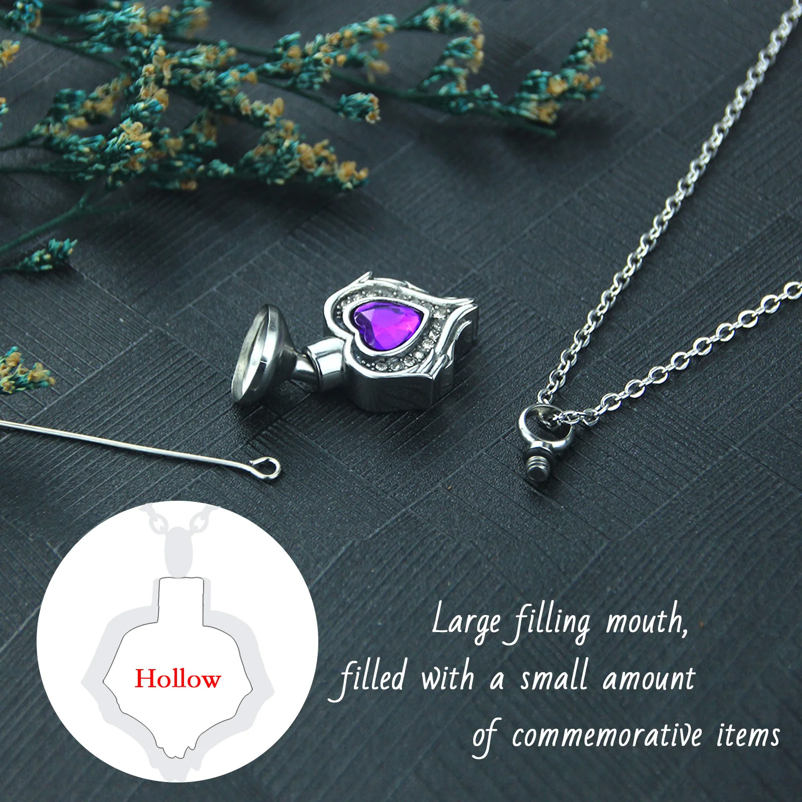 Heart Urn Necklace for Ashes Cremation Jewelry with Angel Wing Ashes Necklace for Women Memorial Pendant Necklace Keepsake