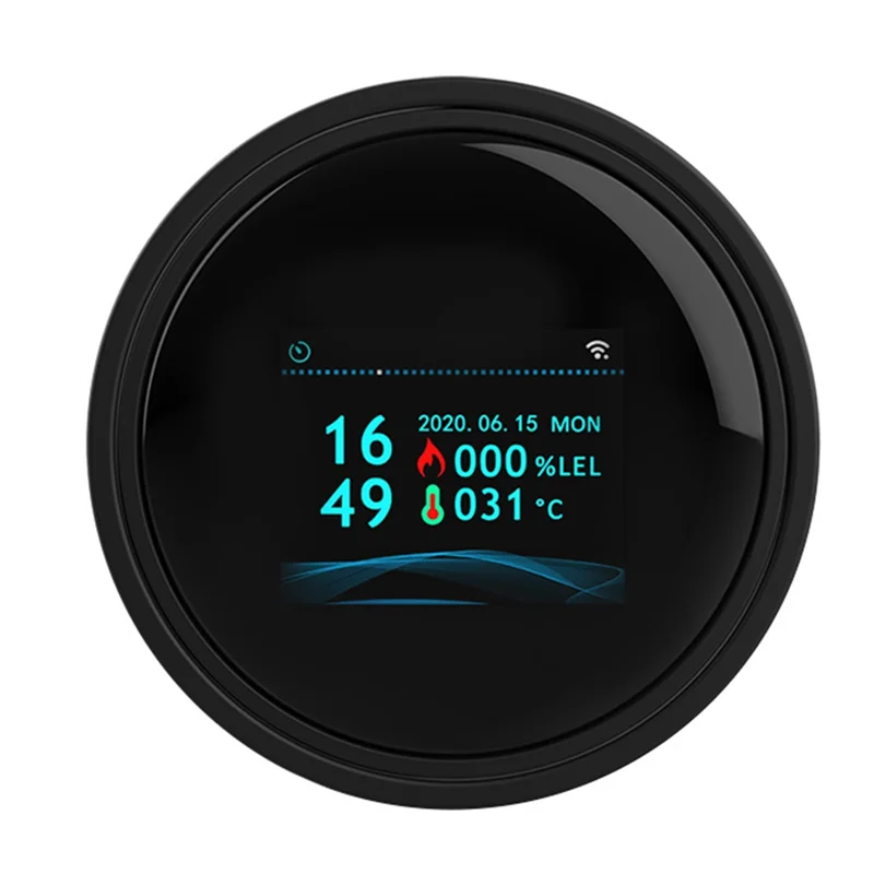 B92B-Wifi Sensor Gas Alam Tuya Alarm Pintar Detektor Kebocoran Gas Keamanan Kebakaran Tampilan Suhu LCD Digital