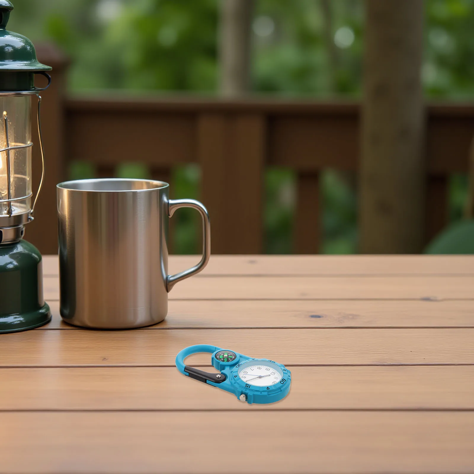 

Sky-Blue Keychain Compass Outdoor Guide Watch Metal Carabiner Clip Pocket Quartz Timepiece for Hiking Camping Mountaineering