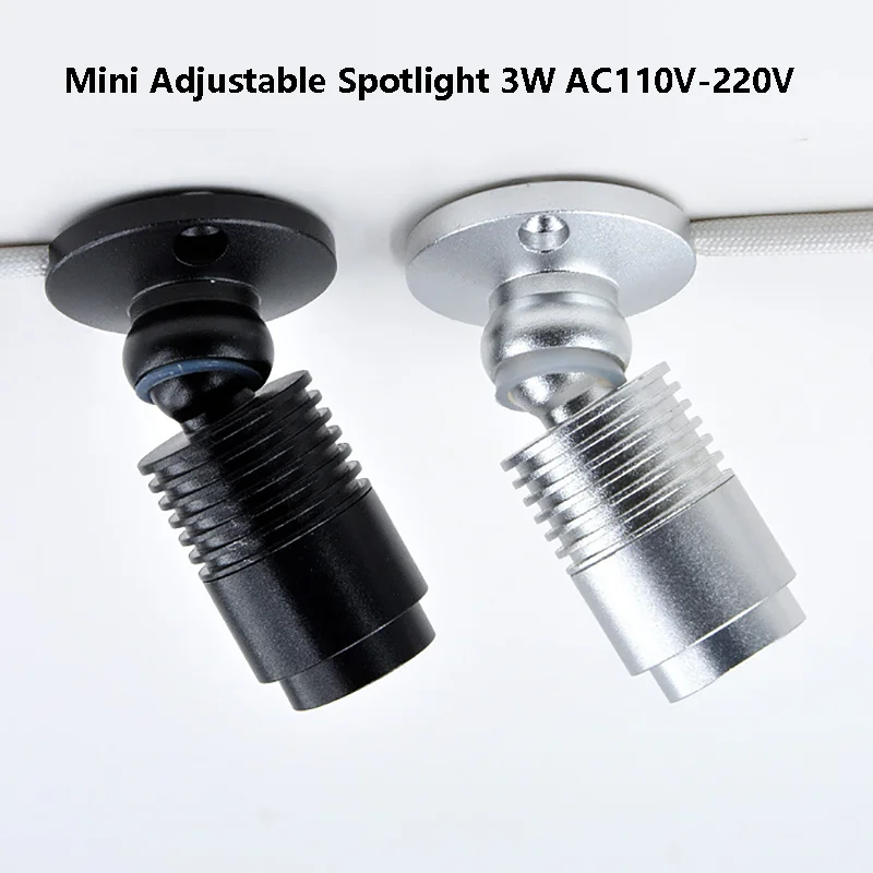 Mini Adjustable Spotlight 3W Surface Mounted Small Beam Angle Ceiling Down Light Zoomable Cabinet Counter Display AC110V-220V