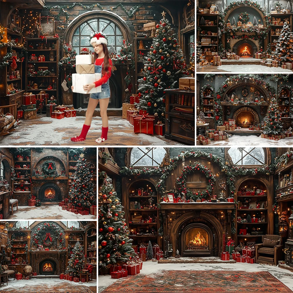 

Christmas Photography BackgroundXmas Doll House Garland Holiday Decoration Adult Kid Portrait Photo Backdrops Studio Prop Banner