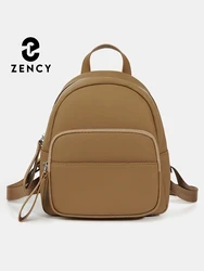 Zency Genuine Leather Women's Small Backpack High Quality Girls School Bag Travel Shoulder Bag Satchel Rucksack Large Capacity