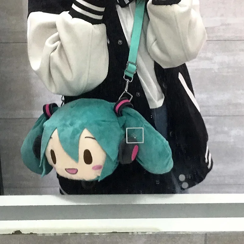 

2024 Hatsune Miku Bag Anime Cartoon Cute Soft Smile Storage Small Pain Bag Plush One Shoulder Bag Collect Ornament Doll Gift