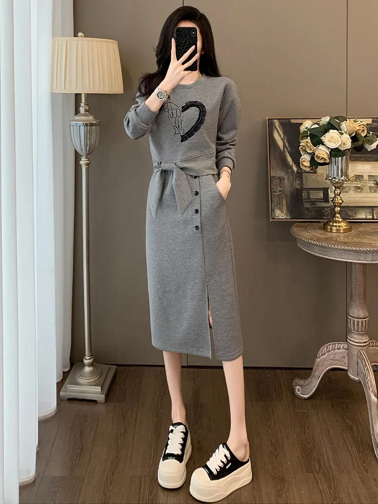 

Simple Sle Sweatirt High Waist Skirt Set Casual Faion Women's Two-Piece Suit Spring Autumn New Arrival