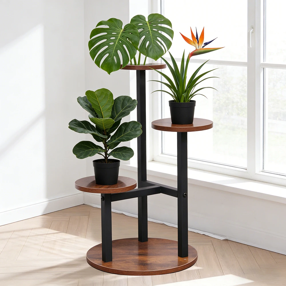 3-Tier Rustic Wood & Metal Pla - Home Bar Shelf recension och pris