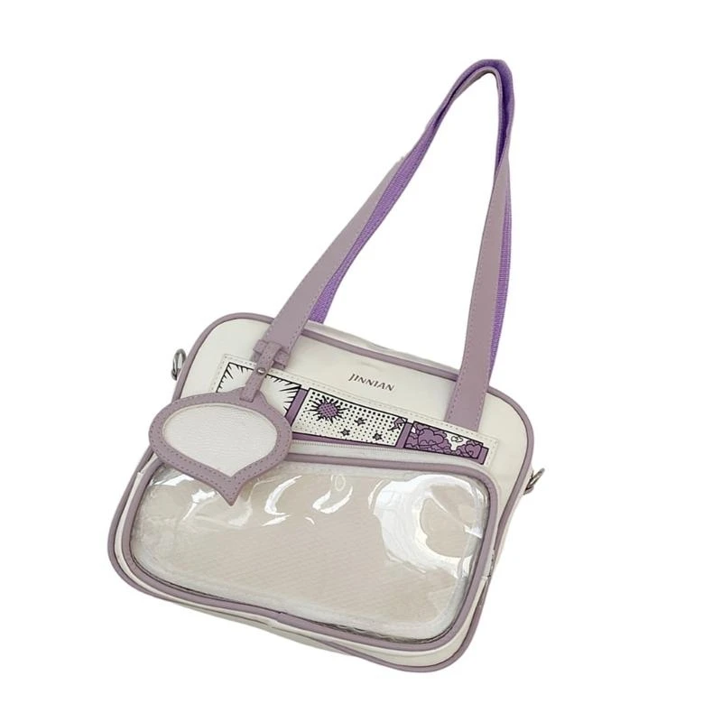 

A3PE Clear Shoulder Handbag Crossbody Bag Itabag for Women Uniform Anime Pin Display