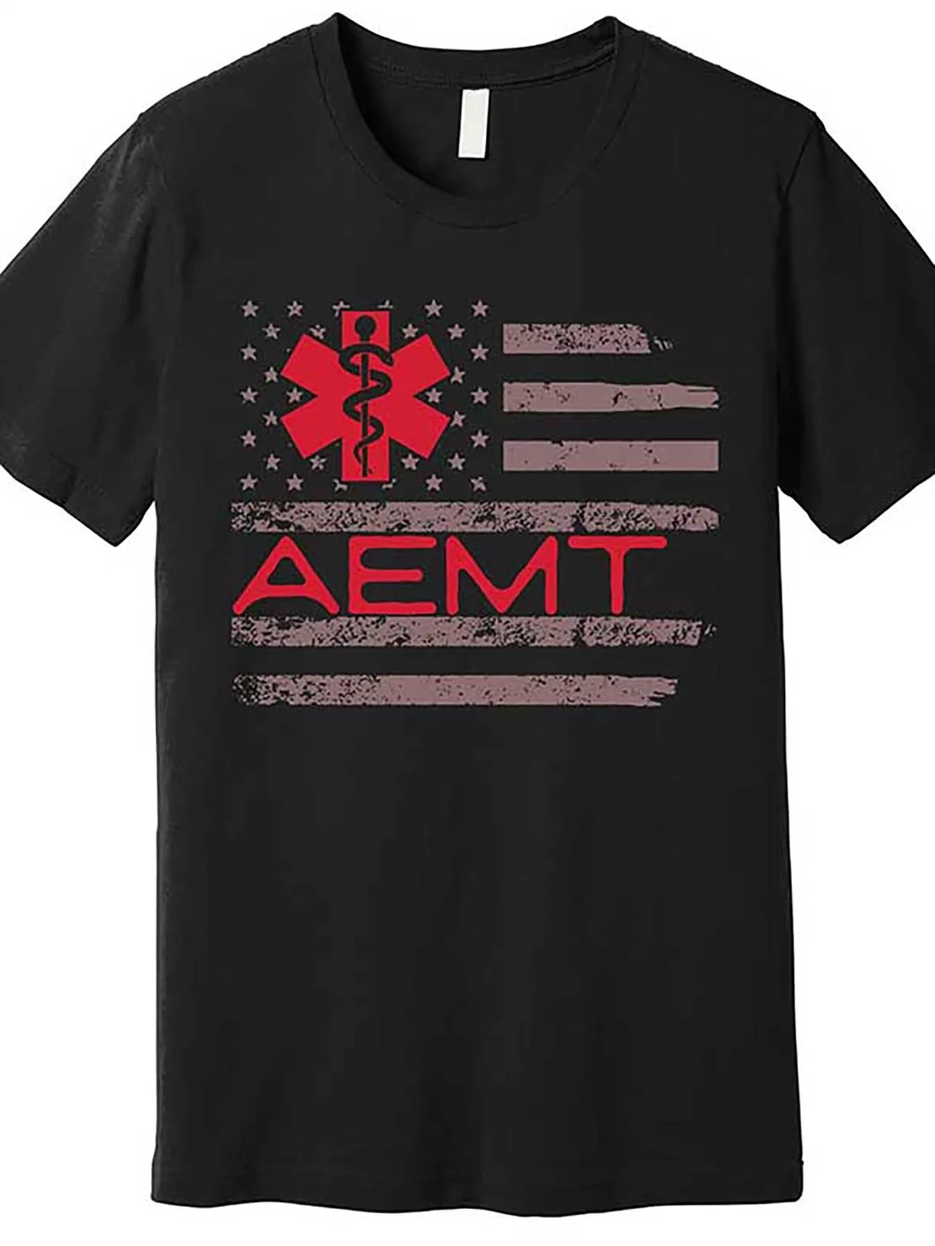 

AEMT Medical Technician Star of Life Badge USA Flag T-Shirt 100% Cotton O-Neck Short Sleeve Summer Casual Mens T-shirt