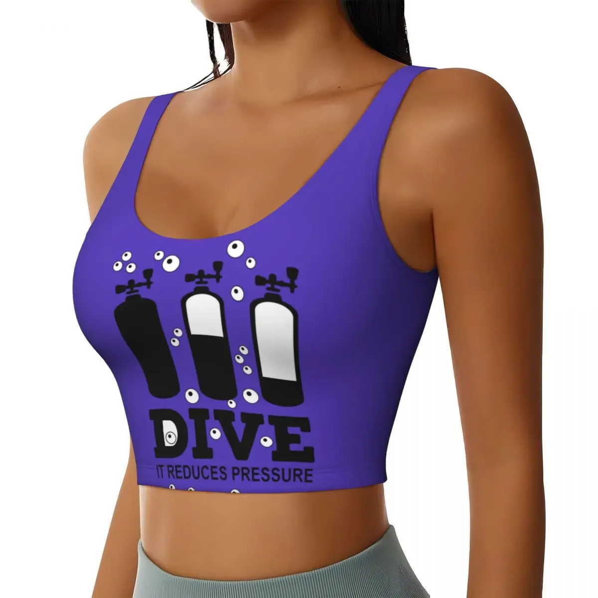 Custom Scuba Diving Workout Crop Tank Tops Women Seamless Dive Diver Quote Yoga Running Sports Bras