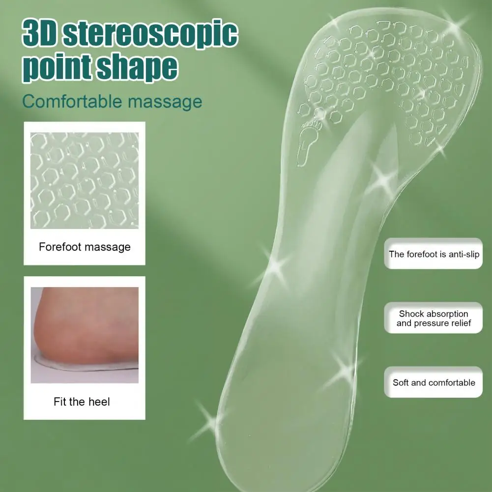Self-adhesive Gel Shoe Inserts High Heel Cushion Gel Insoles Non-slip Arch Support Inserts Shock-absorbing Silicone for Pain