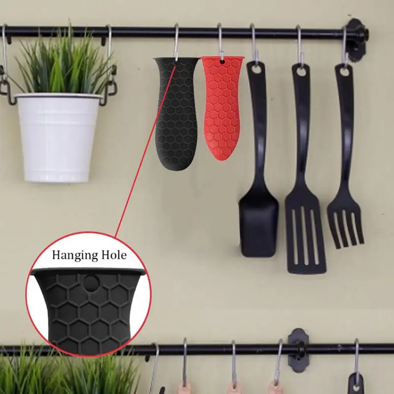 Silicone Handle Cover Honeycomb Hot Handle Holder Potholder For Cast Iron Skillets Pans Grip Sleeve Cover Pots Pans Handle Part