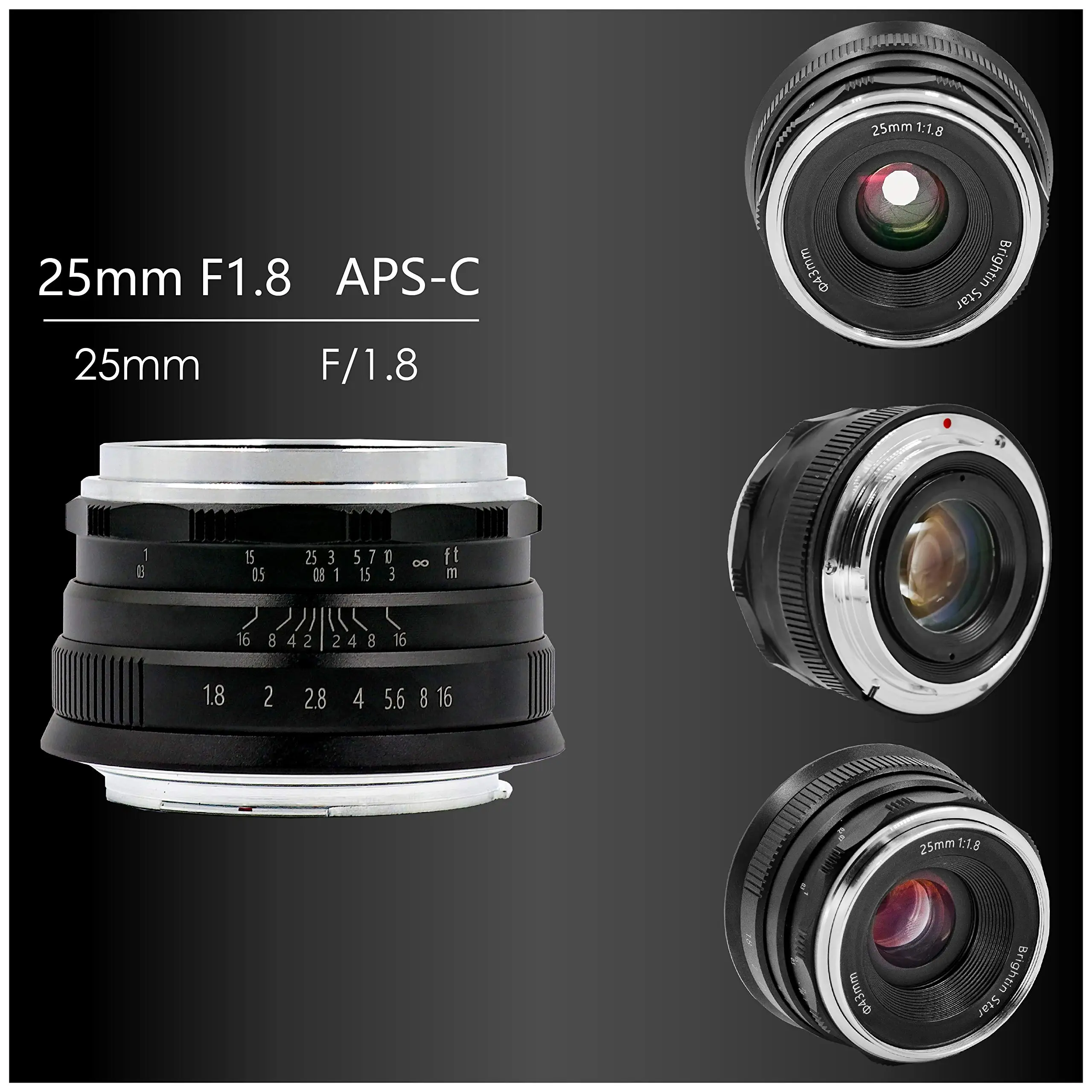 Brightin Star - 25mm F1.8 Wide Angle APS-C Manual Focus Prime Mirrorless Camera Lens