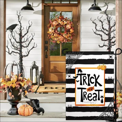 Halloween Garden Flag Trick or Treat Garden Flags for Outside 12x18 Inch Doub... YYZ