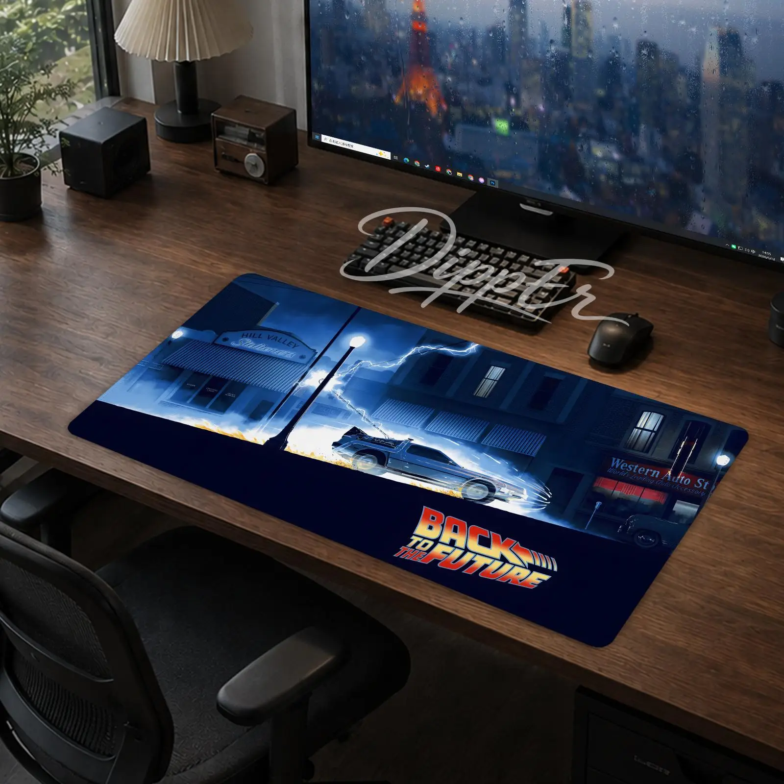 Back to the Future Mauspad, Gaming-Büro-Schreibtischunterlage, rutschfeste große Mausmatte, DIY-Tastaturunterlage mit genähtem Rand und Gummibasis