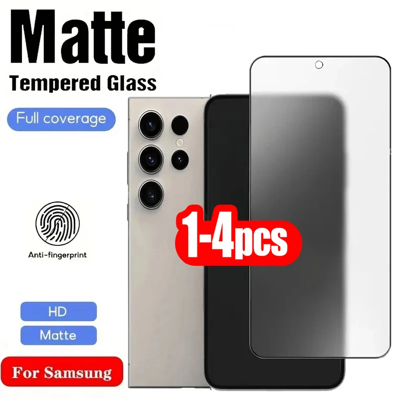 1-4PCS Matte Screen Protector For Samsung S25 S24 Ultra S23 S22 Plus S21 FE A36 A56 A16 A26 A53 A06 A54 A14 A15 A35 A55 A12 A13