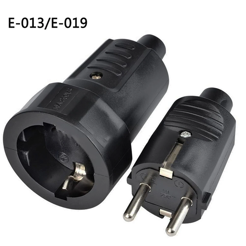 Waterproof Pl/ug Waterproof Socket Assembled Black Cable Connector Coupling 2 Cores 250V16A Euro Adapter Power Pl/ug