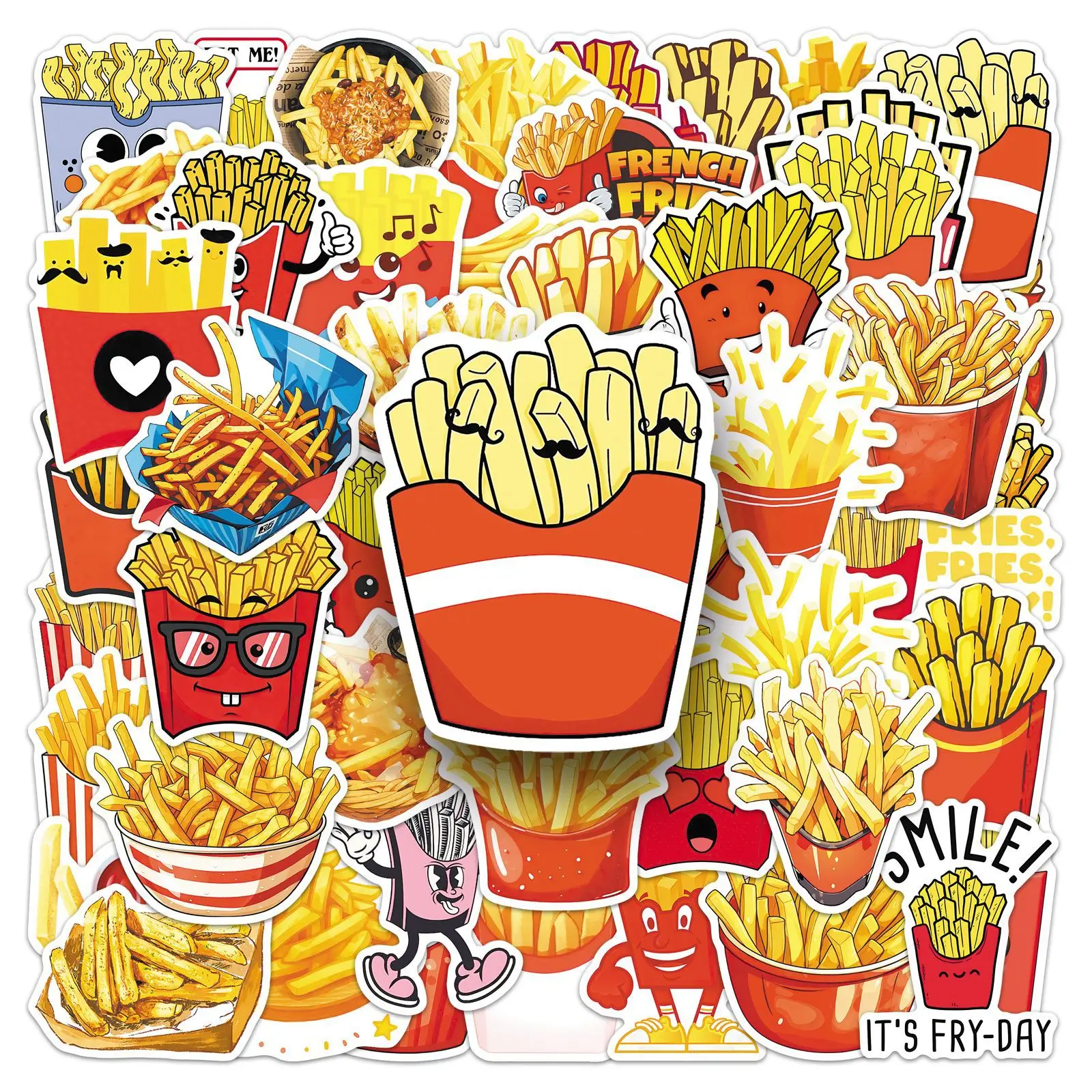 

50 Pcs french fries graffiti Sticker DIY personality Decoratiophone Luggage Laptop Guitar Bike Skateboard fridgewaterpro sticker