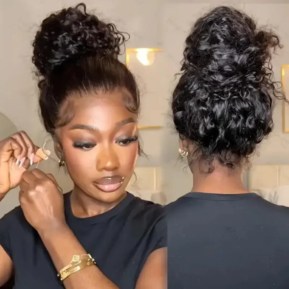 Deep Wave Lace Front Wigs Brazilian Virgin Upgrade Hidden Strap 360 Full Lace Wig Human Hair Pre Plucked HD Invisible Drawstring Wig Wavy wig Natural Color