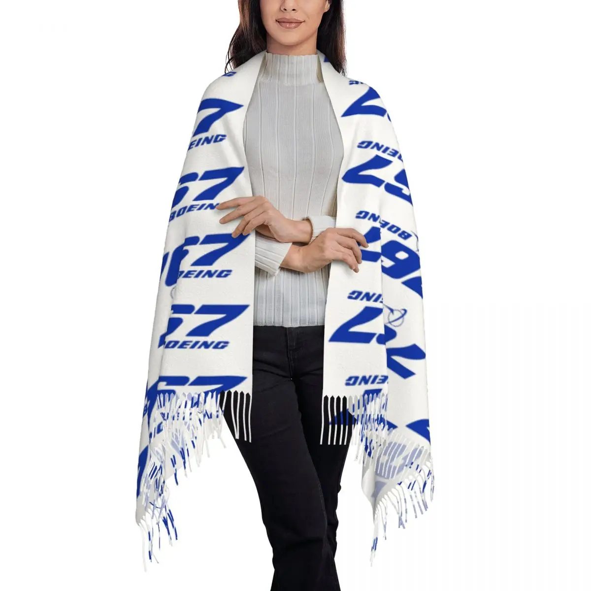 Boeing 767 Logo Essential Scarf Tassel Scarves for Women Soft Warm Shawls and Wraps Large Fall Winter Shawl Wrap