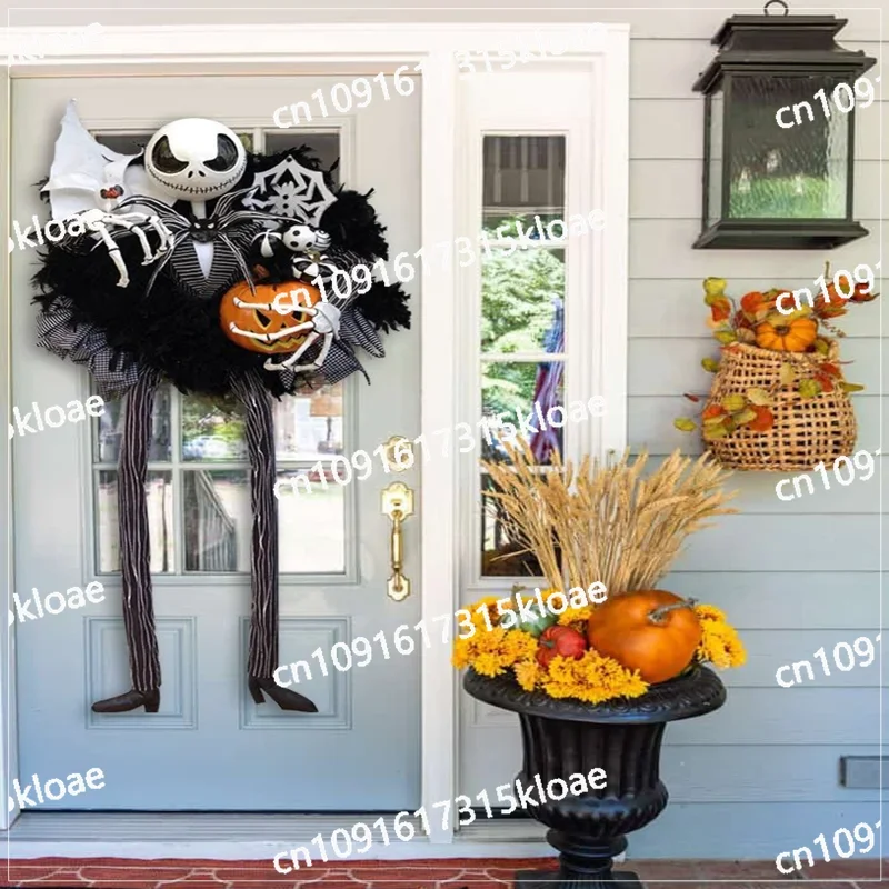 New Halloween Horror Pumpkin Wreath Door Hanging Holiday Party